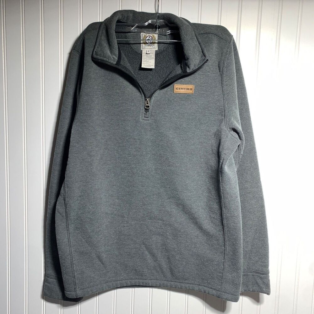 Cinch®‎ Men's 1/4 Zip Solid Charcoal Pullover Size Small Sweater